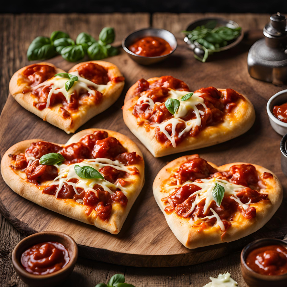heart shaped mini pizzas
