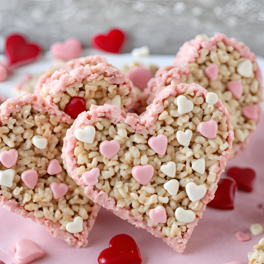 heart-shaped rice krispie treats